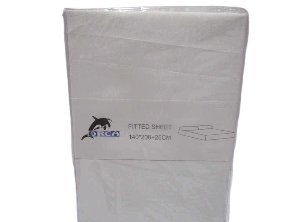 Fitted Sheet Plain 140x200 +25 Cm 105 Gsm 100% Polycotton Packing:pvc Bag 54 White