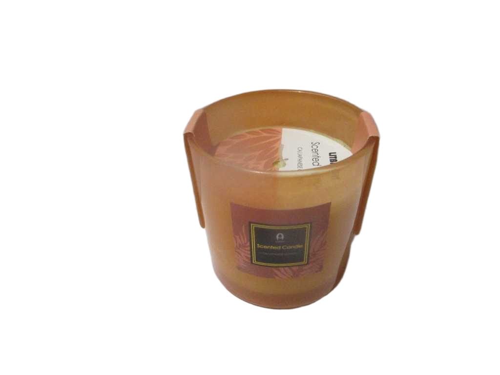 Scented Candle 3% Essential Oil 320g Wax Ca/Japanese Quincel Sticker+paper Card Inside The Cup Shining Outside Matt Indise 'orange Shining '85x100x100mm