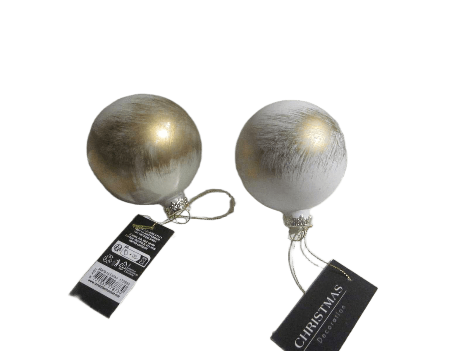 Ball Xmas Glass 8cm Brushed 2as