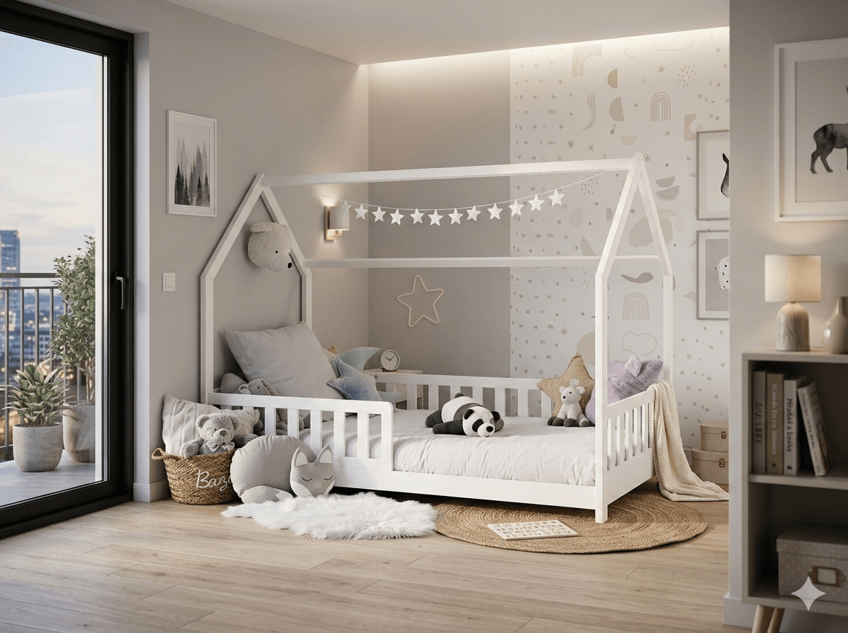 Bed Hut White 90x190
