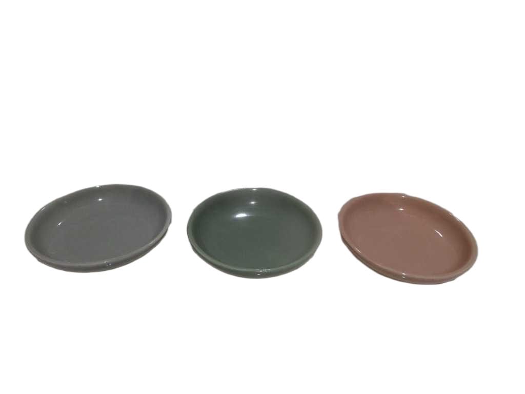 Soap Dish Stoneware Green+pink+grey Stoneware 11.3x11.3x3 Cm