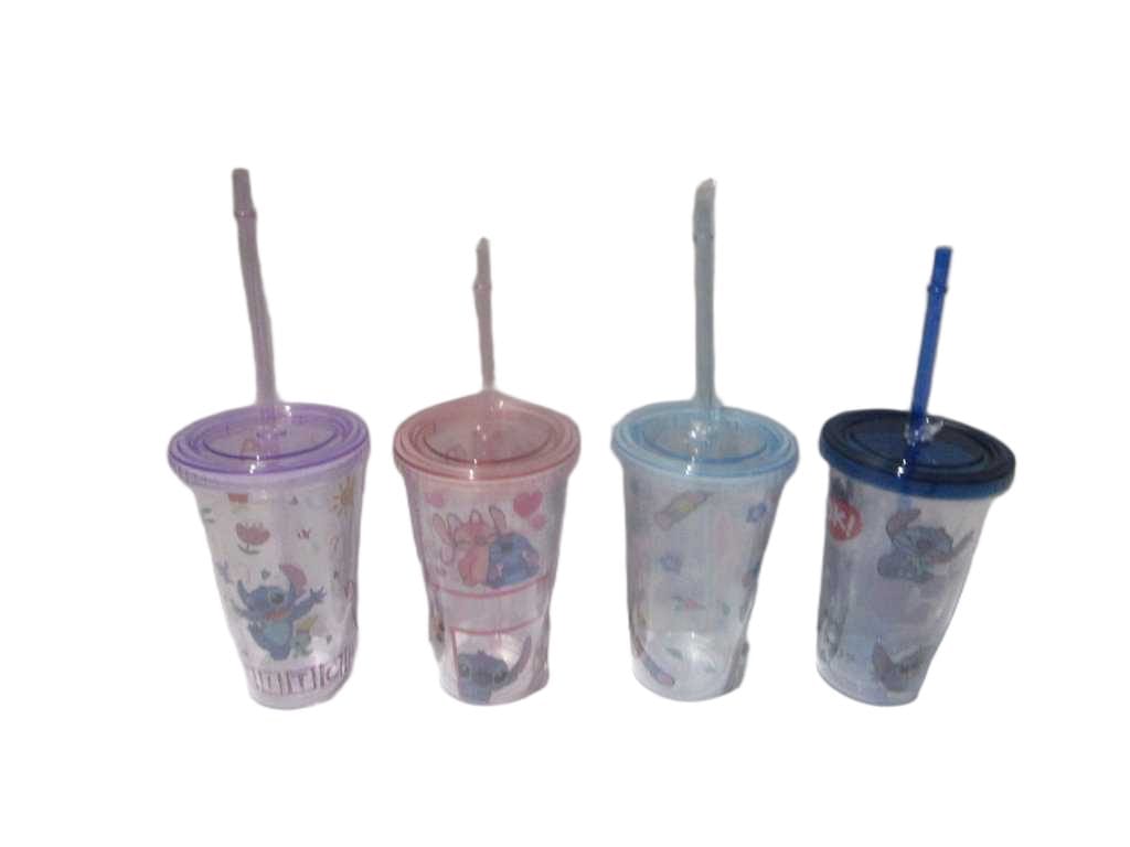 Cup With Straw-Stitch Double Wall Ps Bubble Bag Packing Pink Purple Blue Pink Ass 450ml