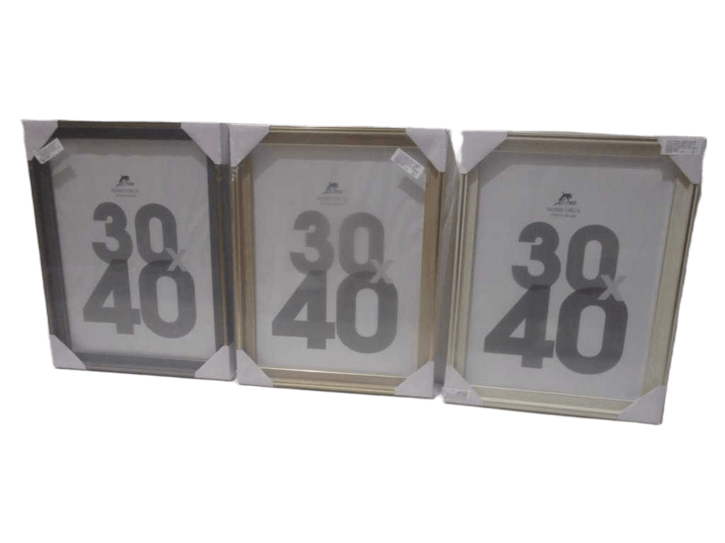 Photo Frame , Border Width 2.8cm, Border Hight 2.8cm Shrinking Packing 30x40 Without Stand 3 Col Ass /Dark Gray With Gold Line/White With Silver Line/Beige With Gold Line 30x40 2.8cm, 2.8cm