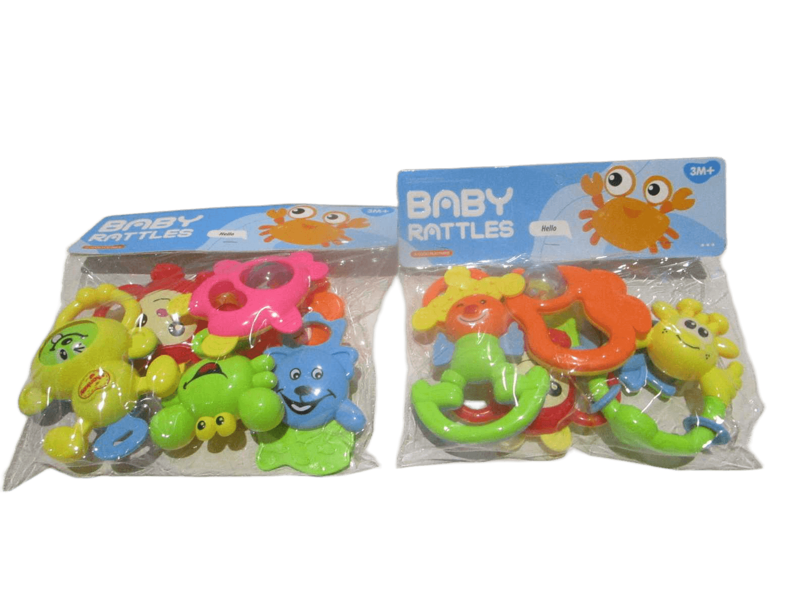 Baby Rattles Toy Set 6pcs Abs Opp Bag+paper Card 2 Design Ass 25x25