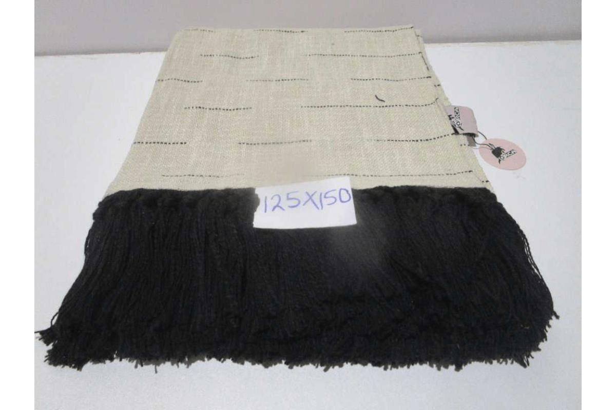 Throw 100% Cotton With Yeallow Weaving With Fringe