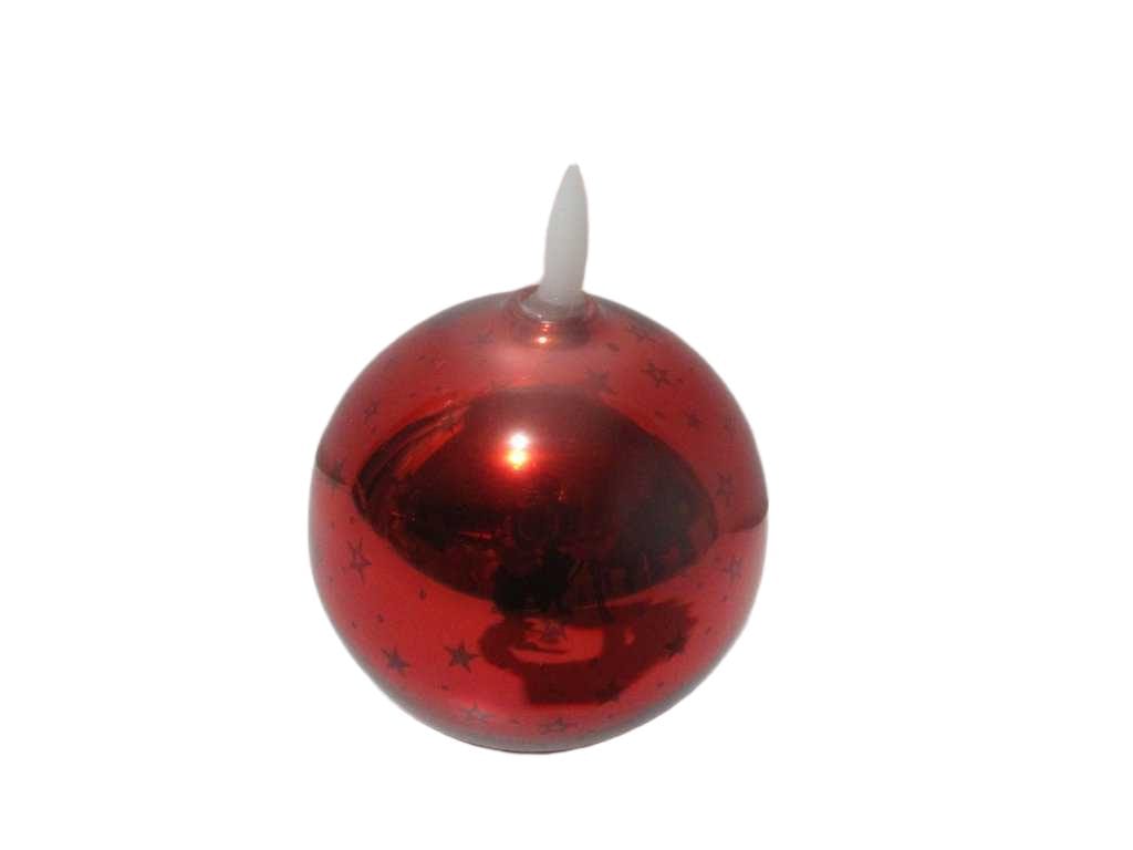 Led Candle Xmas Bal 10cm S Red