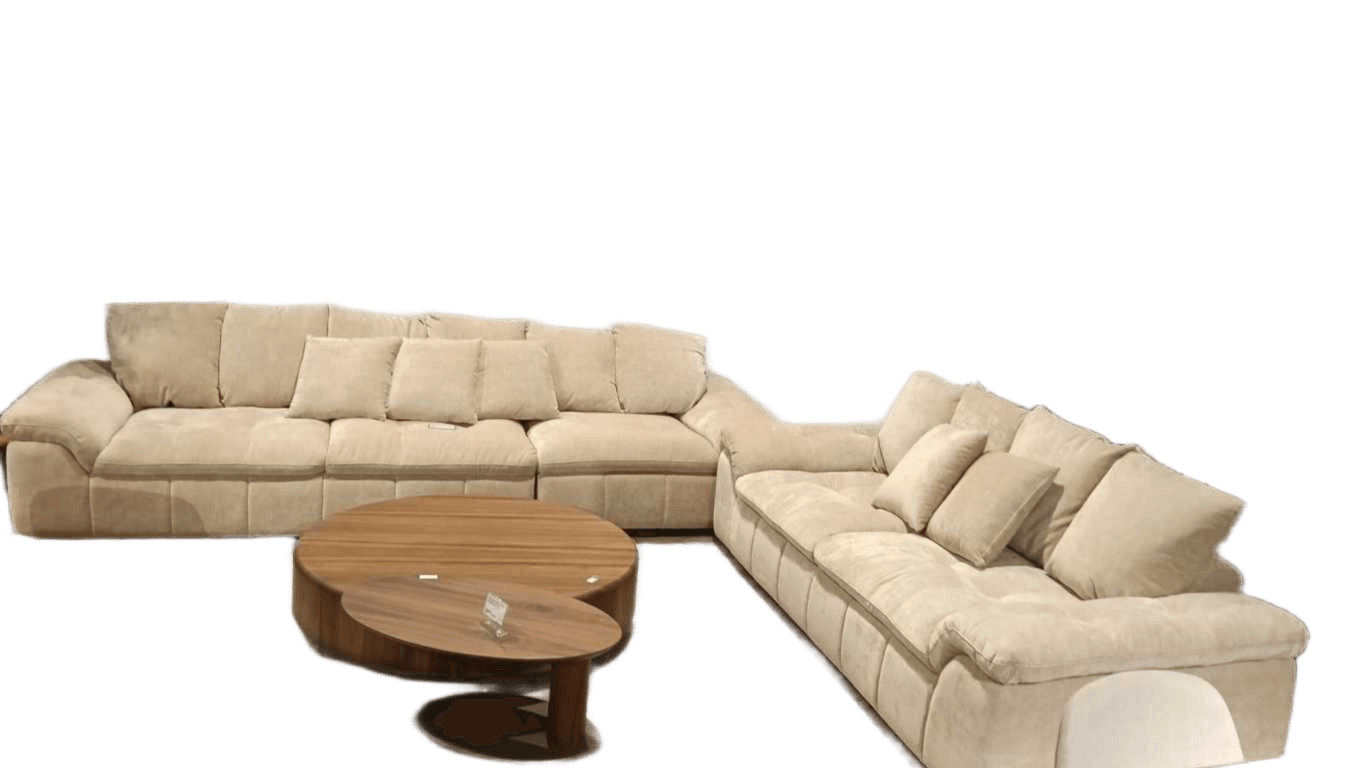 Sofa 7-Seater Fabric 4 +3 Beige Set 4s:back Cushion *6+pilow*3 3s:4back Cushion*4+pillow*2 Judy 110 463.5x167.89.5