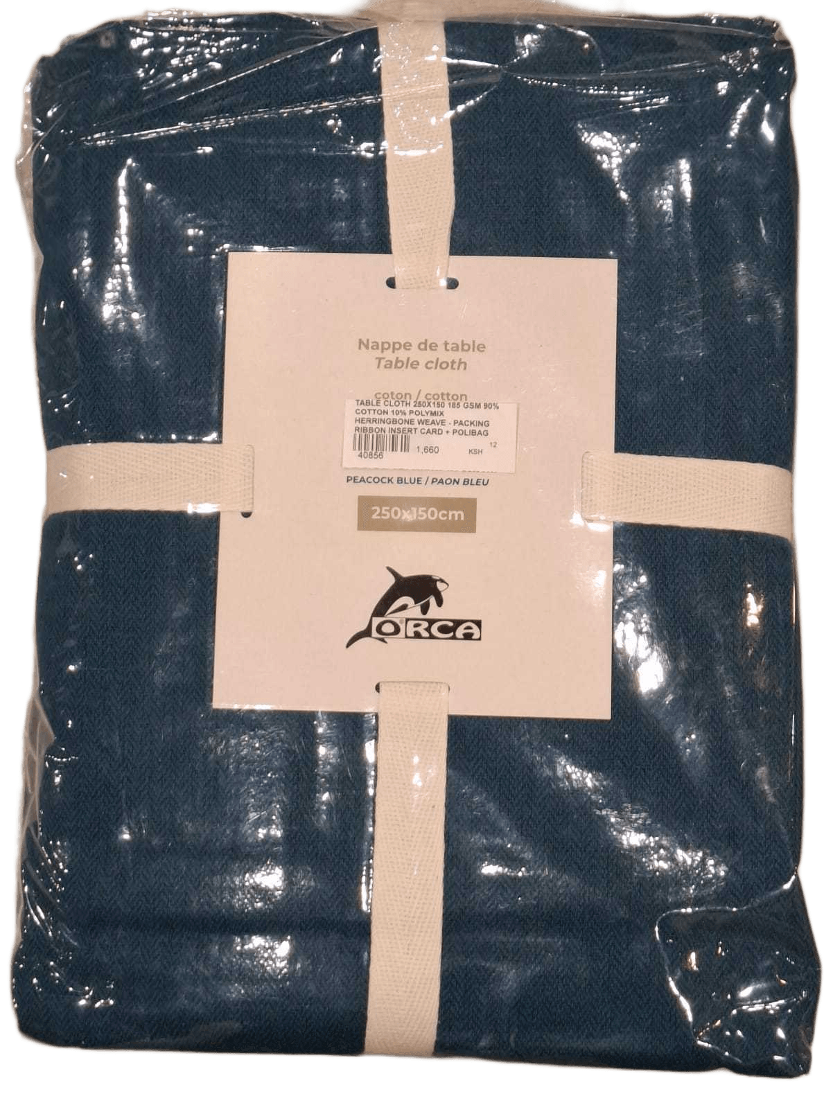 Table Cloth 250x150 185 Gsm 90% Cotton 10% Polymix Herringbone Weave - Packing Ribbon Insert Card + Polibag 1cl=