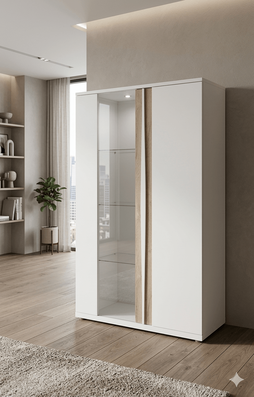 Cabinet 2 Doors With Led Glass