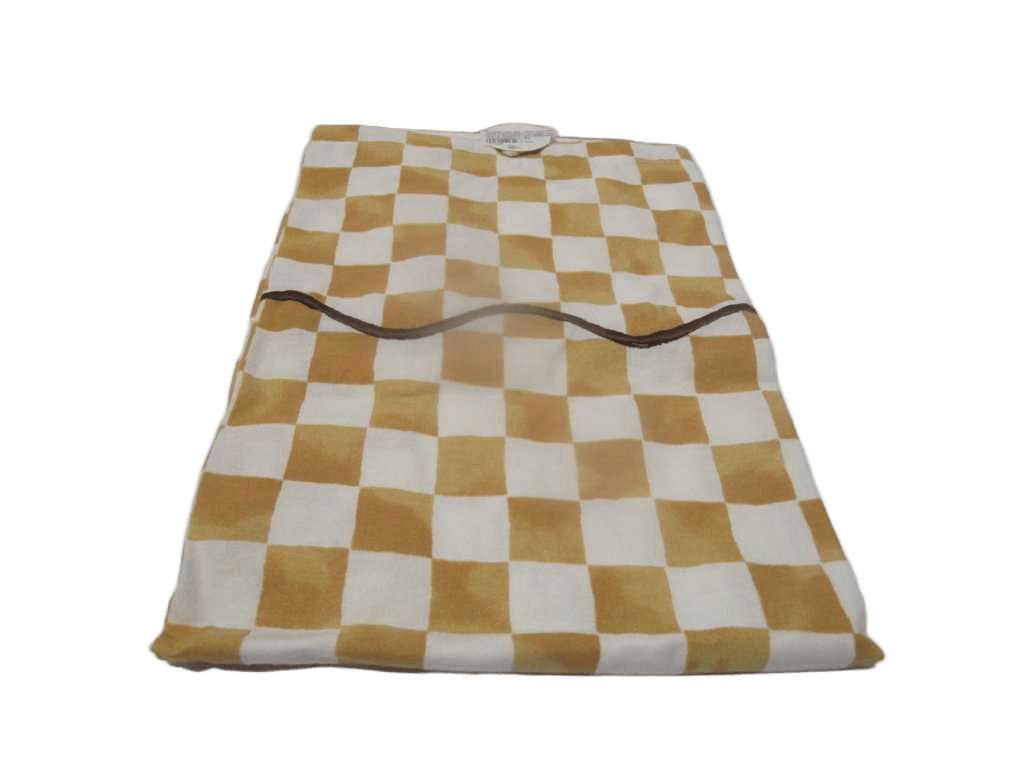 Apron Tablier 100% Cotton 200 Gsm Checkered Orange And White Printed With Brown Embroidery 1 Line