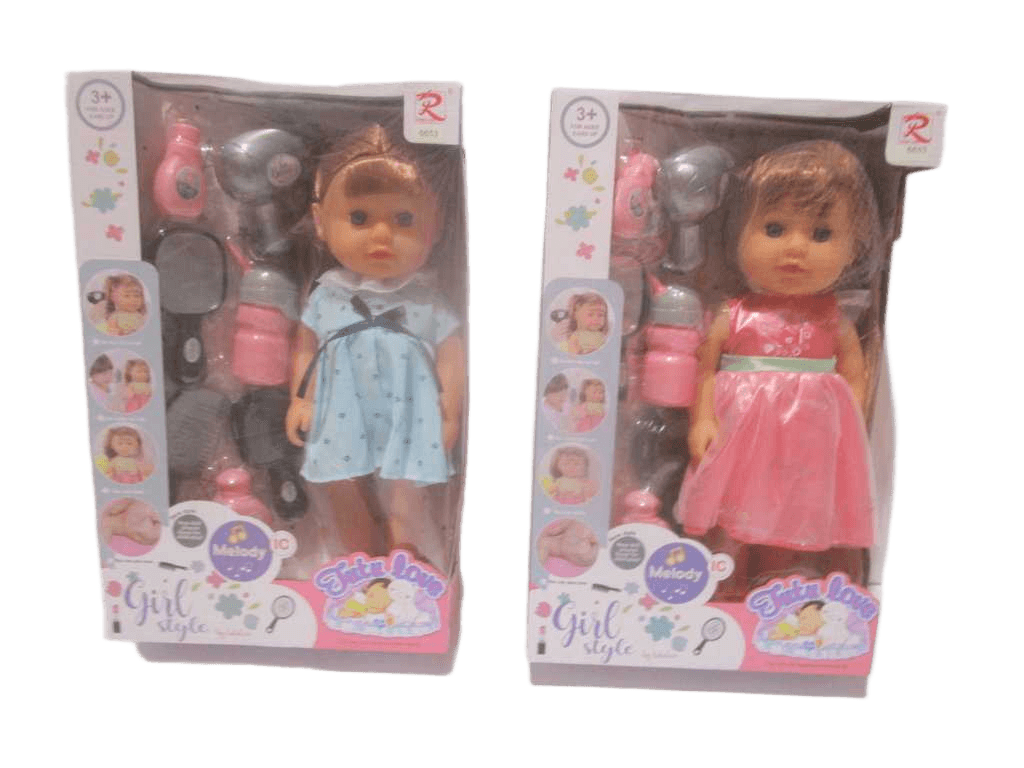 Girl Doll Set With Music Display Box 2 Design Mix 14''