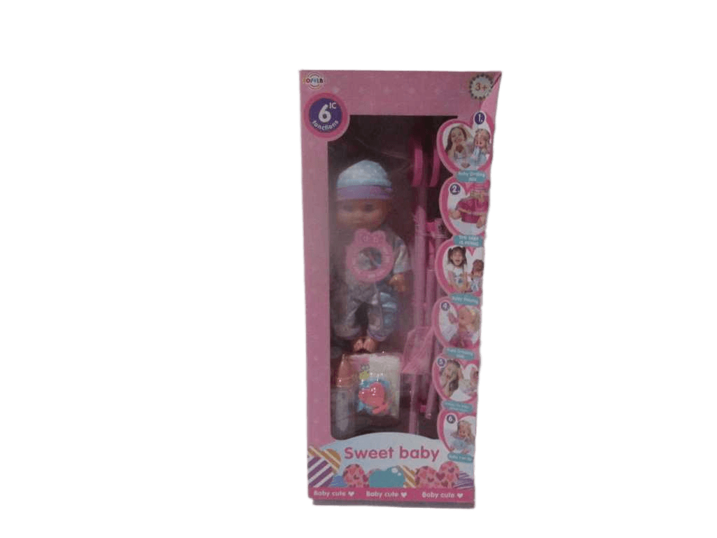 Doll Set Of 5 Pcs Button Cell*3 Drink Water Pee] Noise 2 Design Ass Packing:window Box 2 Designe Ass 56.5x10x23