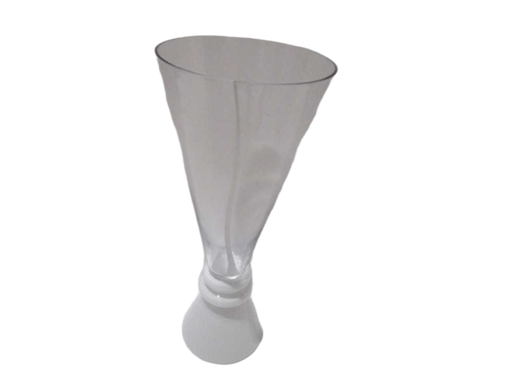 Vase Glass Top Clear W White Stripe, White Bottom Clear And White 30*75