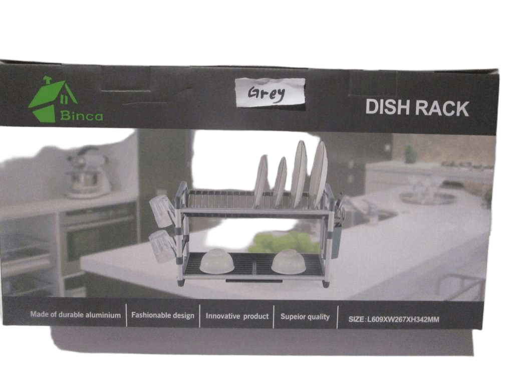 Dish Rack Two Layers Alu+pp Packing Color Box Grey 54*26*34cm