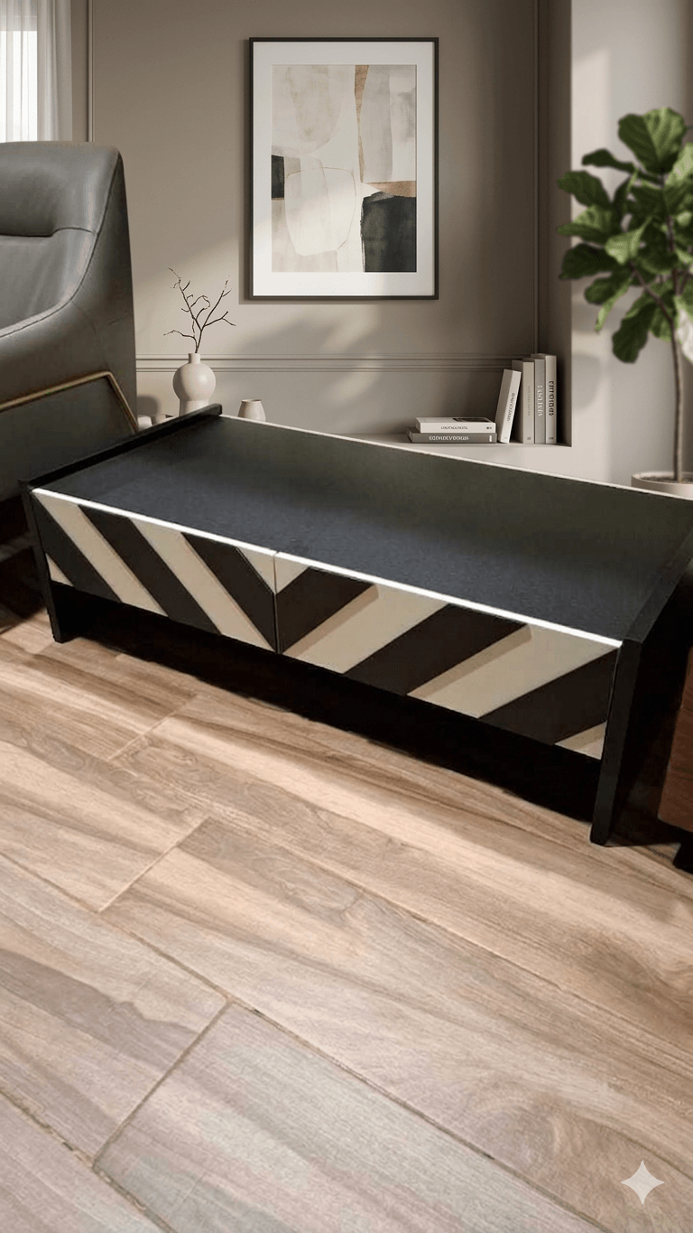 Chest Of Drawer 6 Drawers Melamine Body Mdf Doorblack Body Black+white Door120*40*80