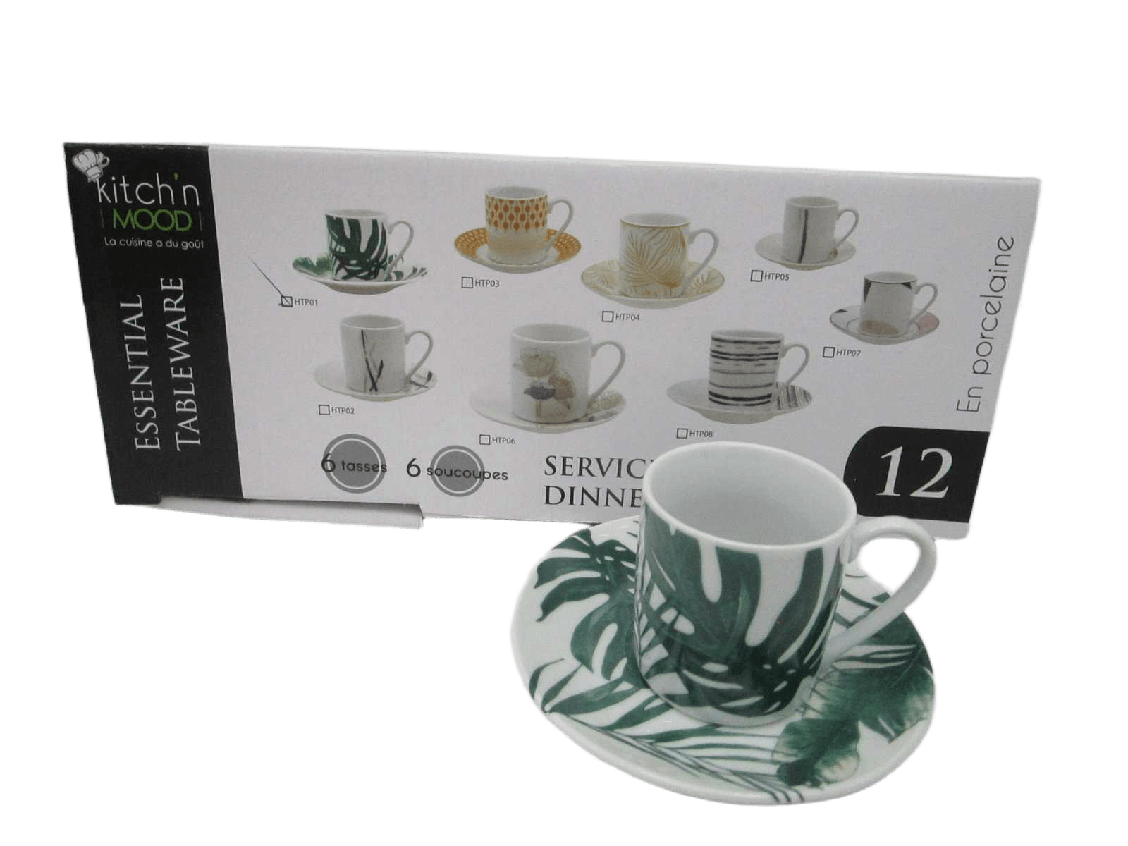Round Coffee Set 6 Cups + 6 Saucers Set Porcelain90cc Cup&saucer
