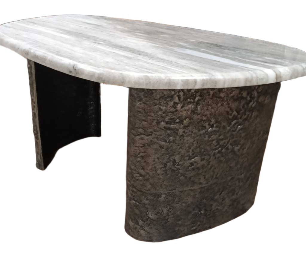 Coffee Table With Alluminum Legs And Marble Top 25 Mm Thickness ( Kd ) Sand