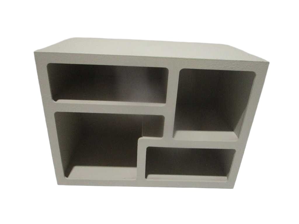 Wall Shelf Mdf Painted 2 Hooks 4 Holes In Carton Box With Sticker Light Grey Matt Stone Finishing 44x23,5x32