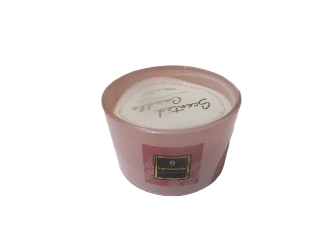 Scented Candle 3% Essential Oil 480g Wax Rose & Mysterious Oud Sticker+paper Card Inside The Cup Shining Outside Matt Indise 'pink Shining '123x130x80mm