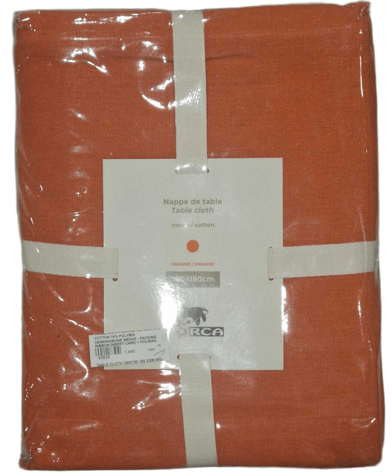 Table Cloth 180x180 185 Gsm 90% Cotton 10% Polymix Herringbone Weave - Packing Ribbon Insert Card + Polibag 1cl=