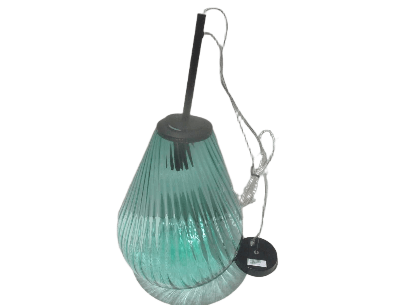 Pendant Lamp With Bulb T185 Blue+black Glass+metal D33*h160