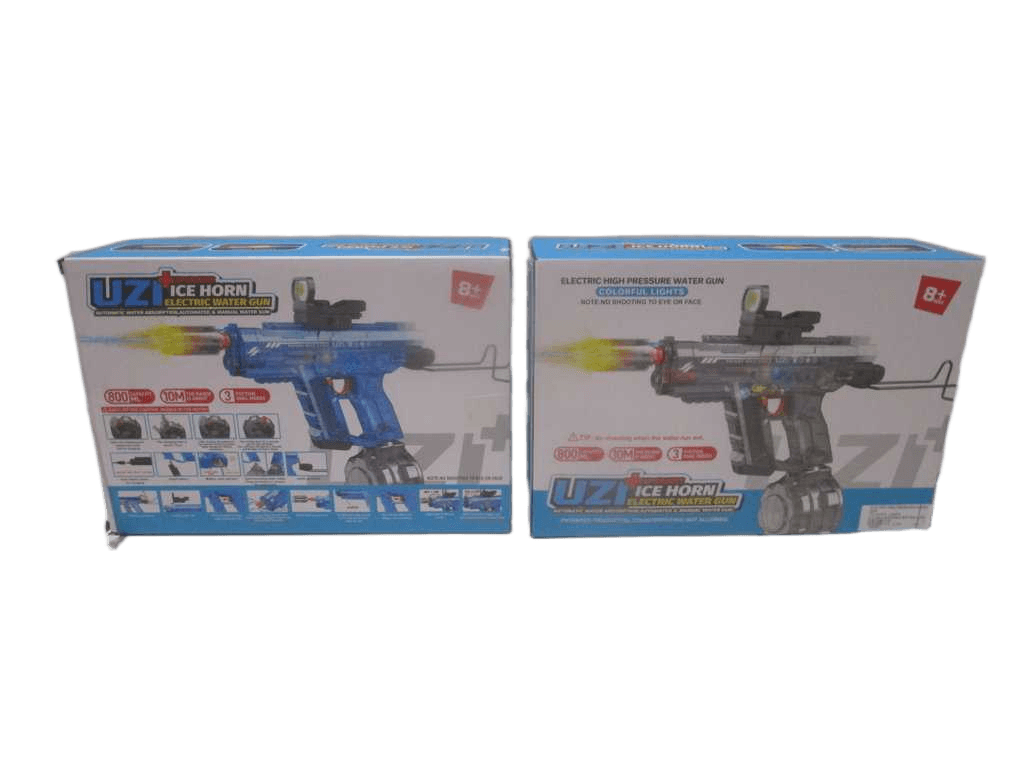 Gun _x000d_lectric High Pressure Water Colorful Lights 3.7v Rechargable Battery,usb 3 Functions Modes 800ml Capacity 10m Range Display Box Blue Ice Horn Black Ice Horn 60cm