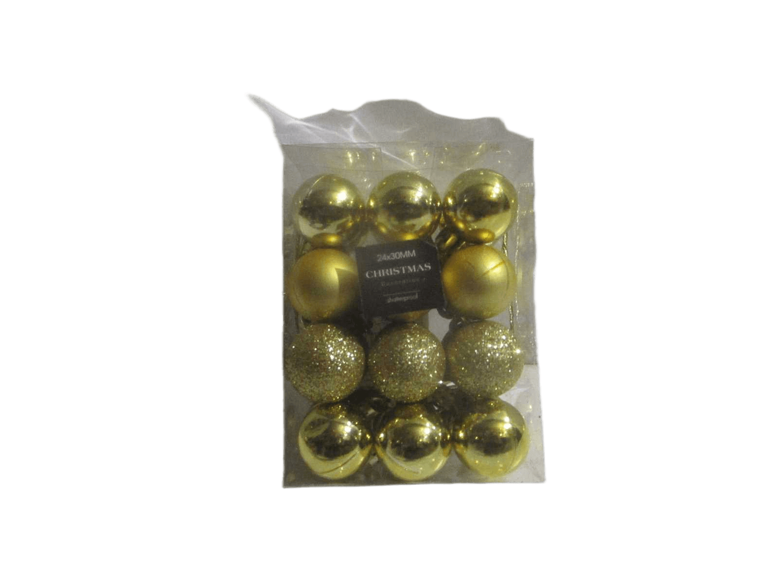 Ball Xmas 24x 30mm Gold Clr