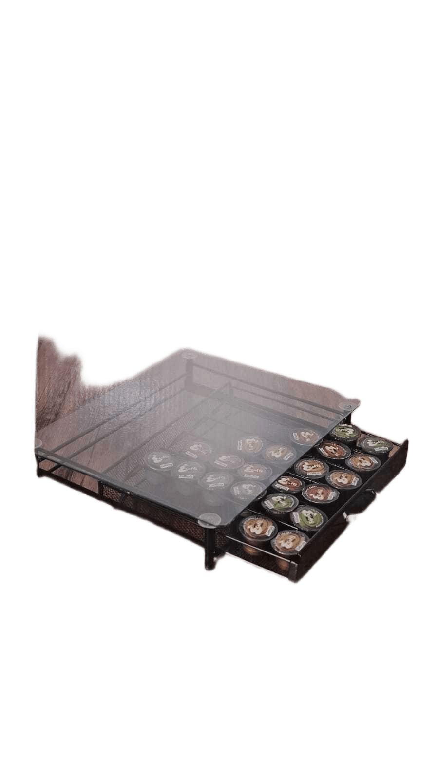 Coffee Capsule Stand 36pcs Capsules Metal+tempered Glass Color Box36.5*31*7black