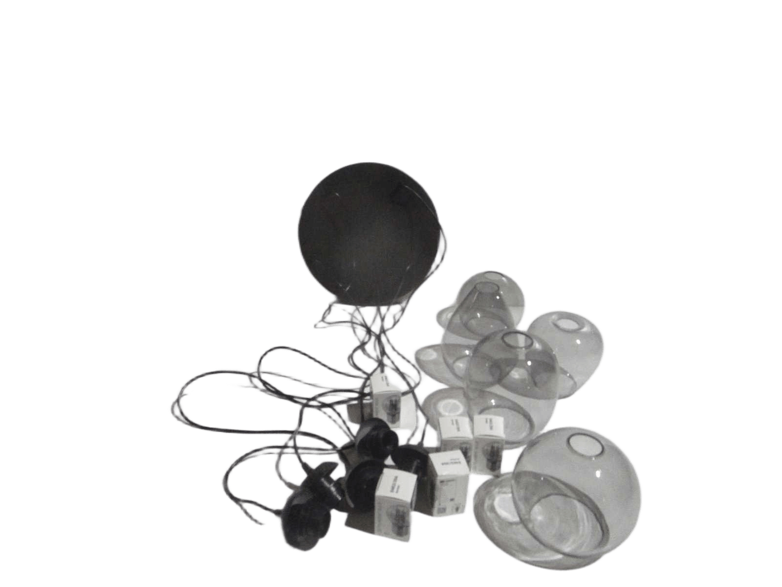 Lamp Pendant Round Base -With 5 Bowl Lights + Lights Bulbs 8463