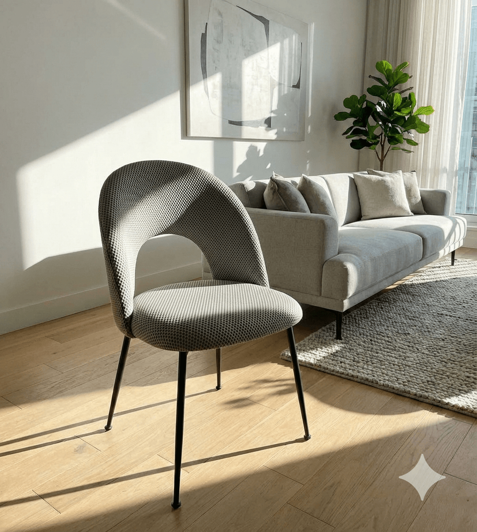Chair Kd With Fabric And Metal Legs W49*d53*h81cm Grey Fabric Wz3050-11 - Legs Black