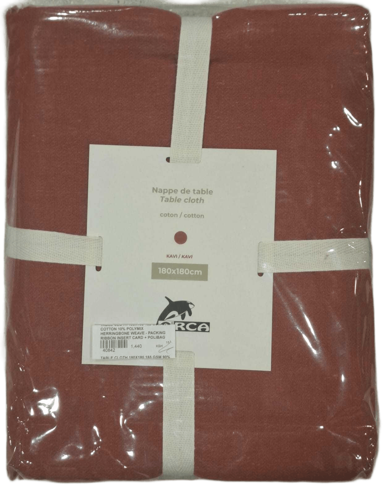 Table Cloth 180x180 185 Gsm 90% Cotton 10% Polymix Herringbone Weave - Packing Ribbon Insert Card + Polibag 1cl=