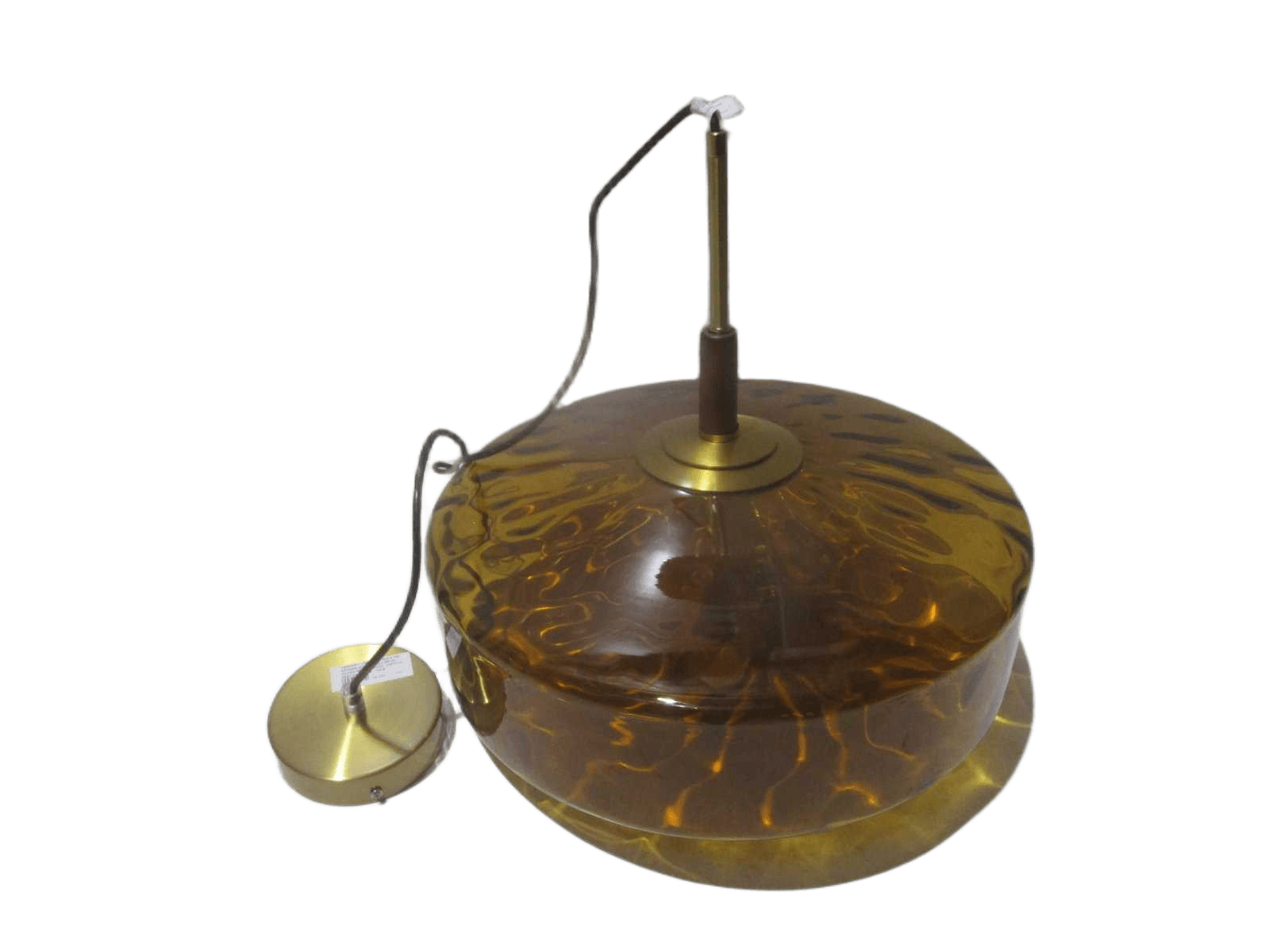 Pendant Lamp With Bulb T45 Brown+wood+gold Metal Glass+metal+wood D40*h160