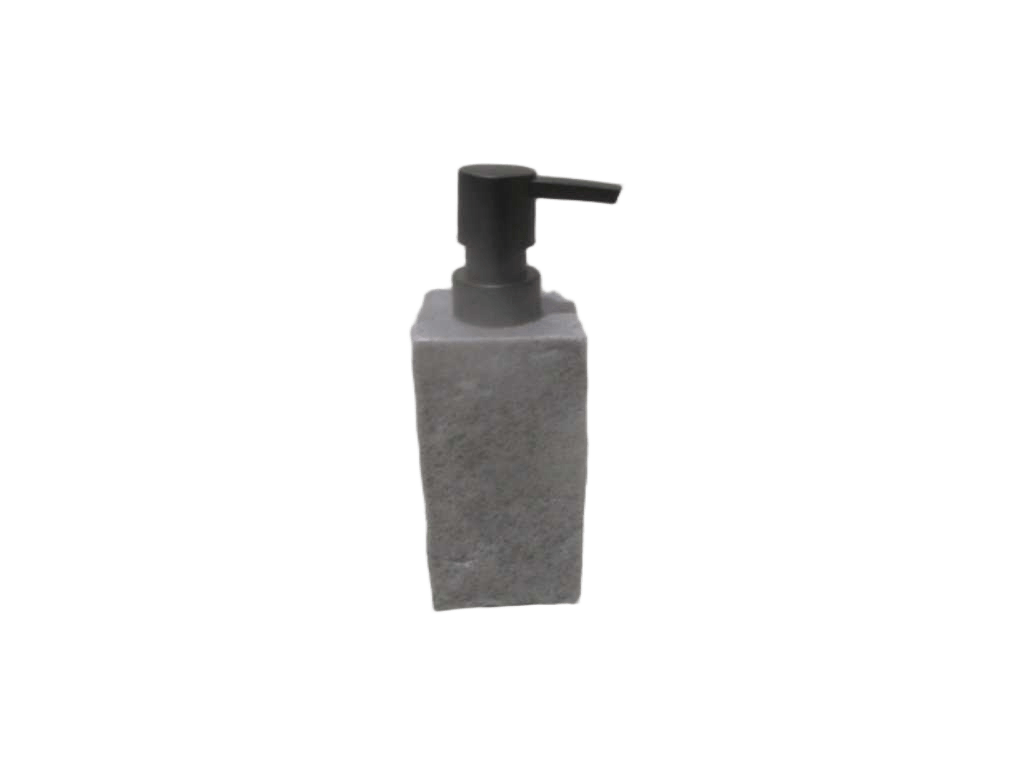 Dispenser Soap 260 Ml Polyresine Carre Effet Pierre Pompe Black Mat - Gris