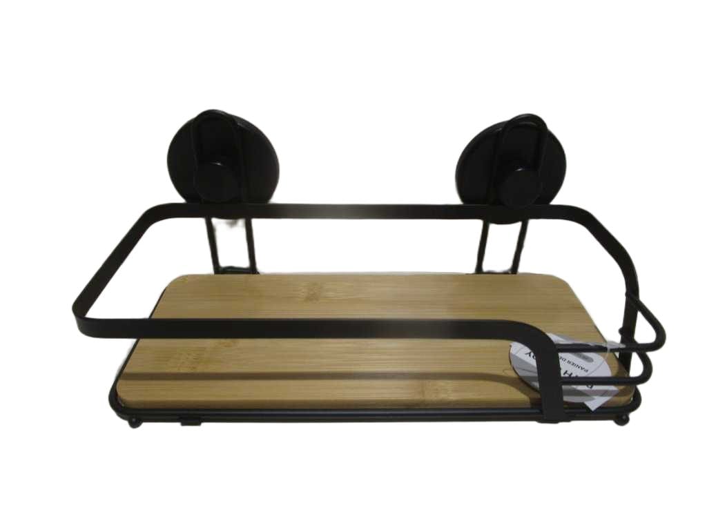 Bath Caddy Black Iron+bamboo 26.5x14x12 Cm