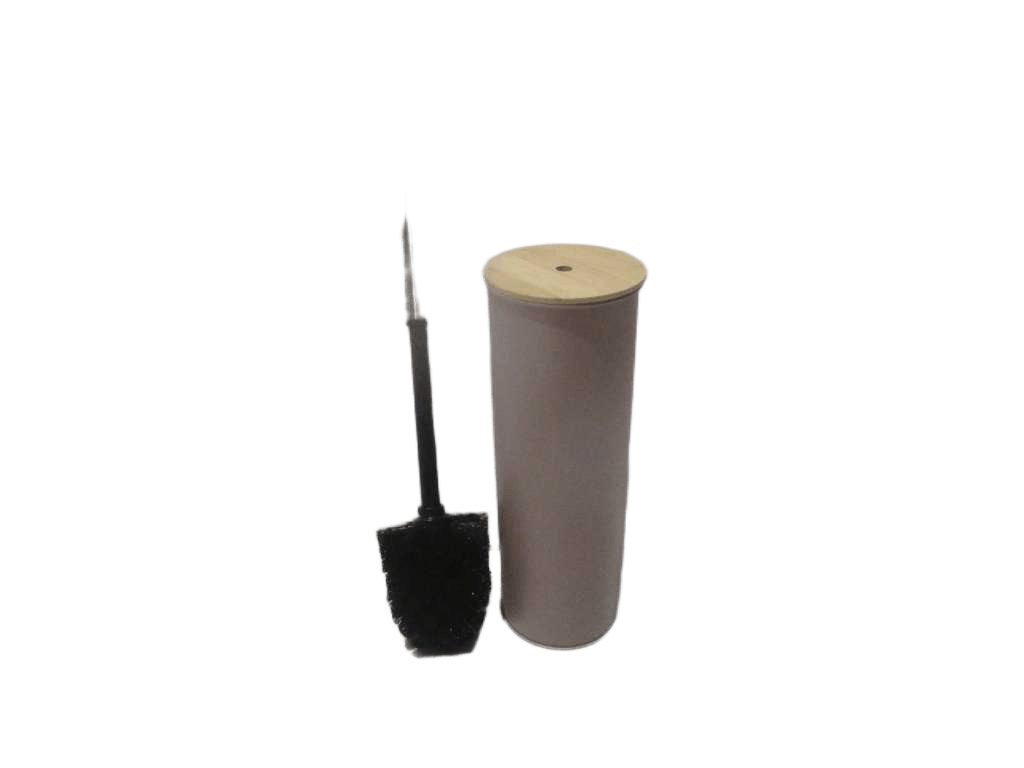 Brush Toilet Metal With Bamboo Lid - Capuccino