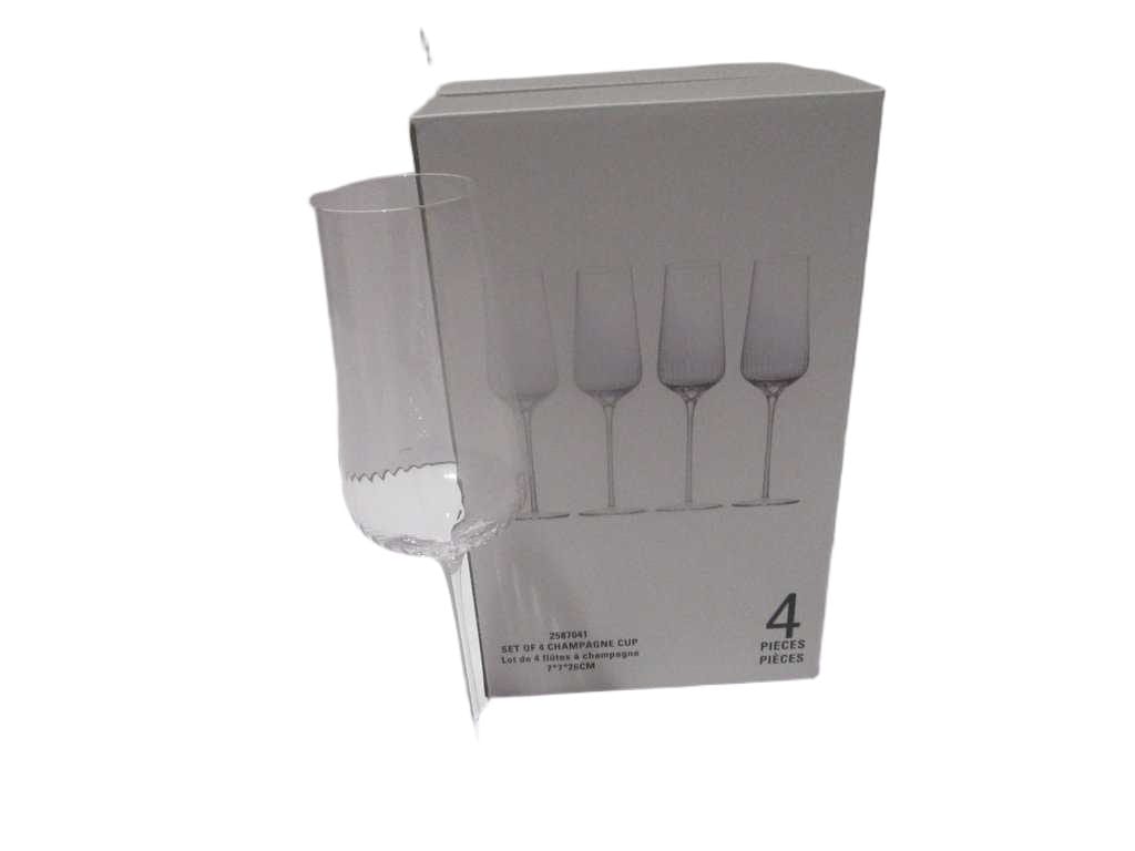 Champagne Cup Set Of 4 , Crystal Colorbox 'clear '7*h26