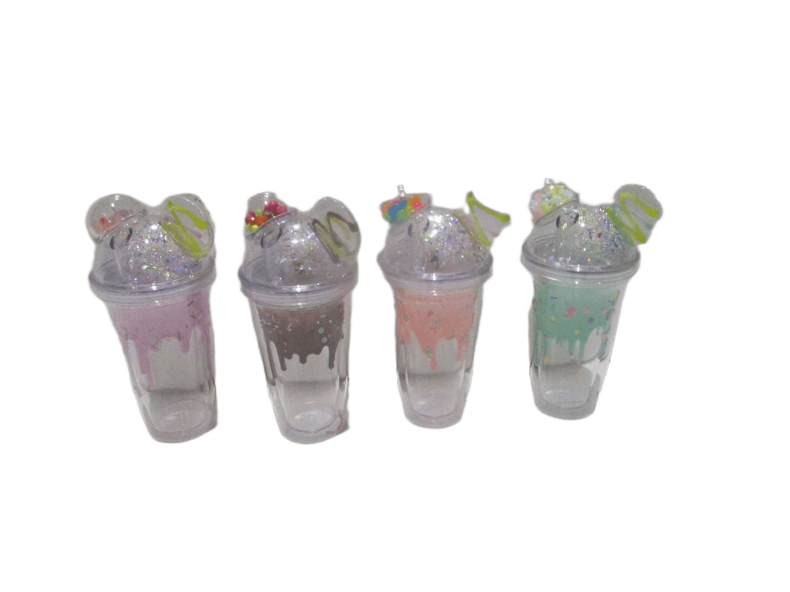 Beverage Cup, Double Wall W Cover&straw&light, Ps 4 Color Assorted, White Box Design Micky Mouse As Photo 450ml