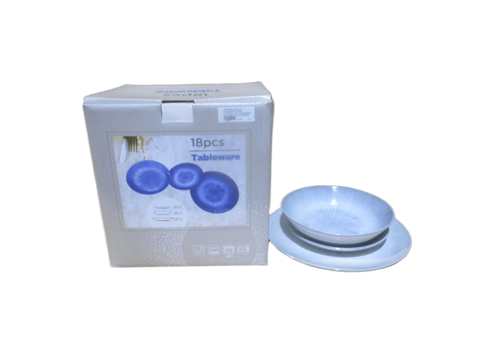 Dinner Platex6 10.5'' 8'' Dessert Platex6 8'' Soup Plate X6 Stoneware Lt Grey 18pcs Set Color Box, Stoneware