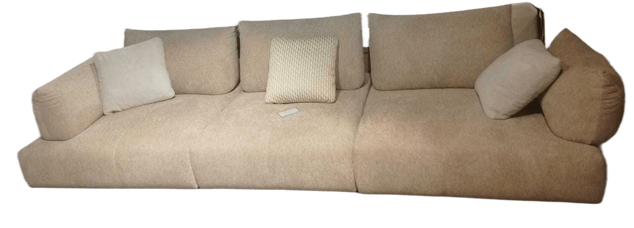 Sofa 3 Seater Aragon 14 Beige Metal Leg,whit 3 Pillow, Removable Armrest