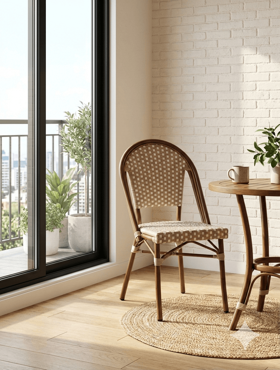 Dining Chair Alu Frame Brown Kr2306, Powder Coated Finished, Pe Rattan Woven, Anti-Uv