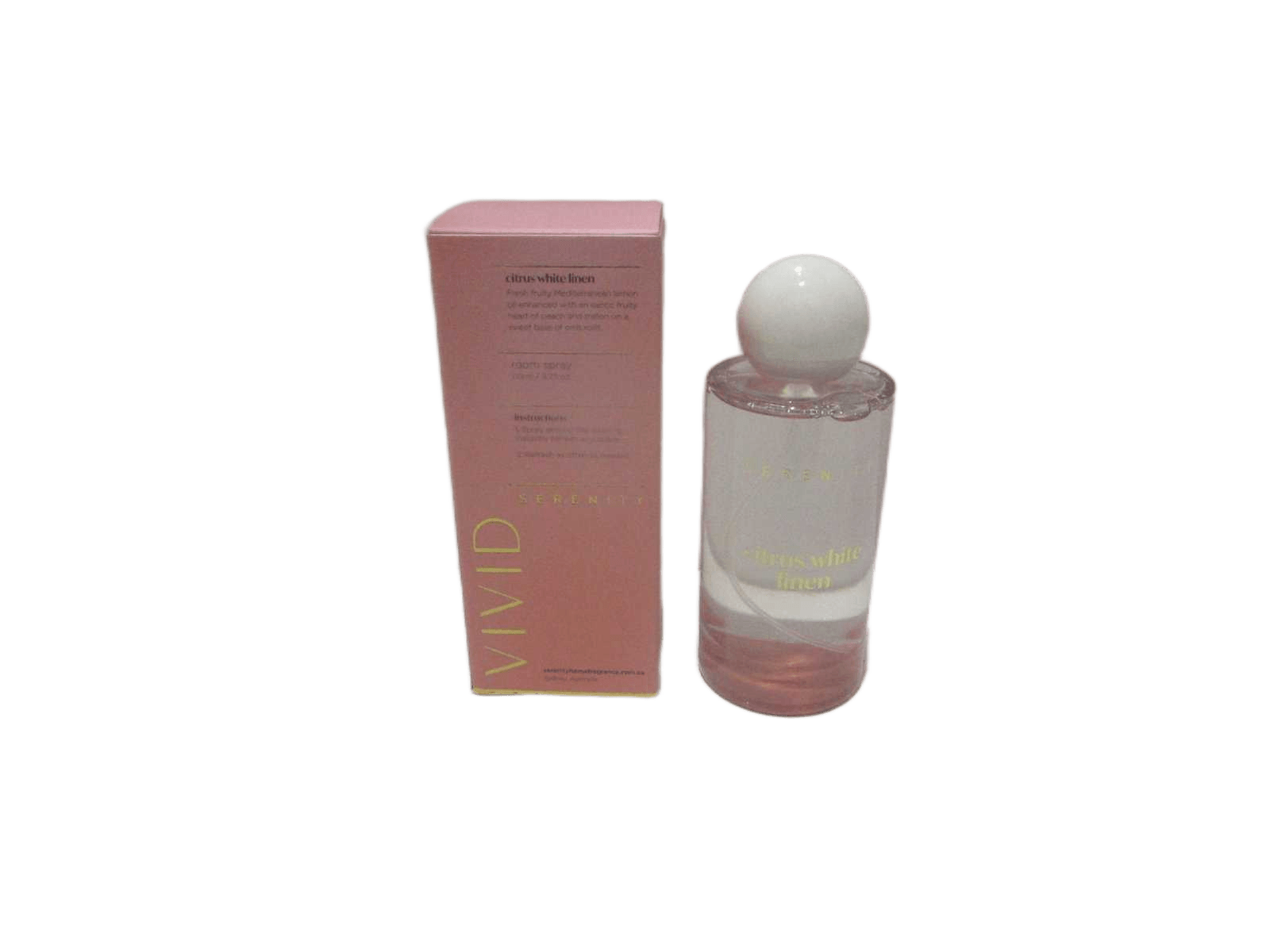 Spray Fragrance Citrus White Linen Serenity Fragrance - 110ml 6% Fragrance In Tempered Machine Made Glass Bottle D5xh12cm And Top Round Plastic Colored - Packaging In Coloured Card Board Box Dark Pink