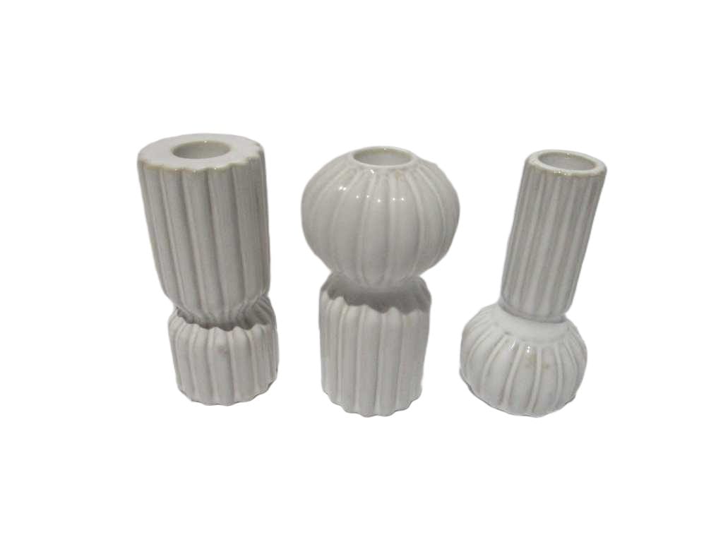 Candleholder Ribbed 125mm 3ass