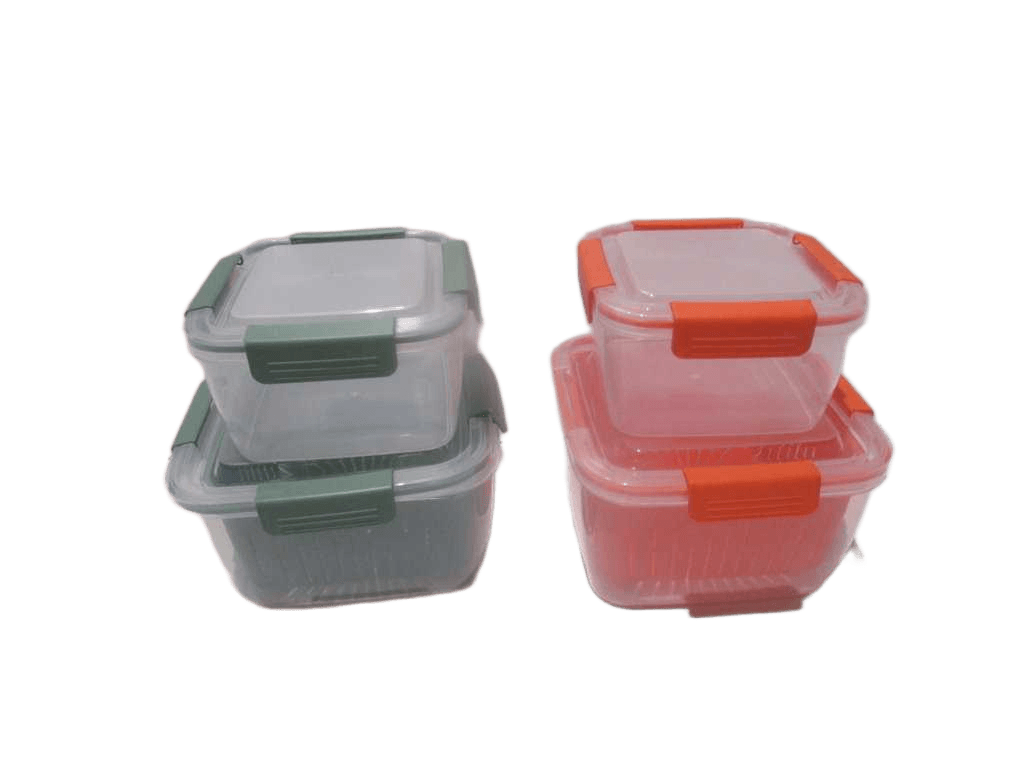Drainer Box Set Of 2 2 Assorted Colors: Orange And Green Set Of 2 Drainer Box And Smaller Storage Box - Pp Material - Size Small 17x17x9,5cm 1,7l - Size Big 21,5x21,5x12,3cm 3,7l - Weight 529,5g