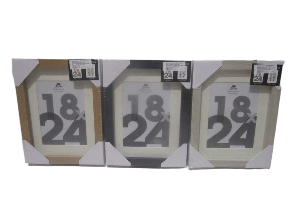 Photo Frame , Border Width 2cm, Border Hight 3cm Shrinking Packing 18x24 With Back Stand 3 Col Ass Walnut/Beige Wood/Black Wood 18x24 3cm 2cm