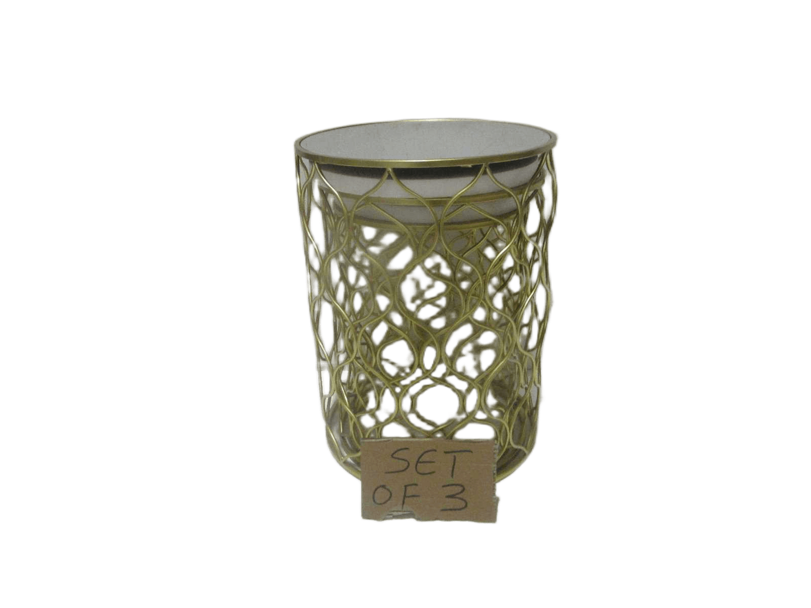 Side Table Set Of 3 , Gold With Mirror Top Gold 40x55 45x60