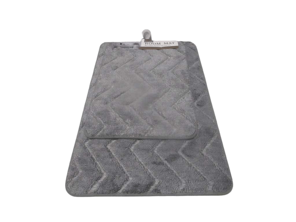 Mat Microfiber Chenille Anti-Slip Set Of 2pc Grey 40x60 50x80