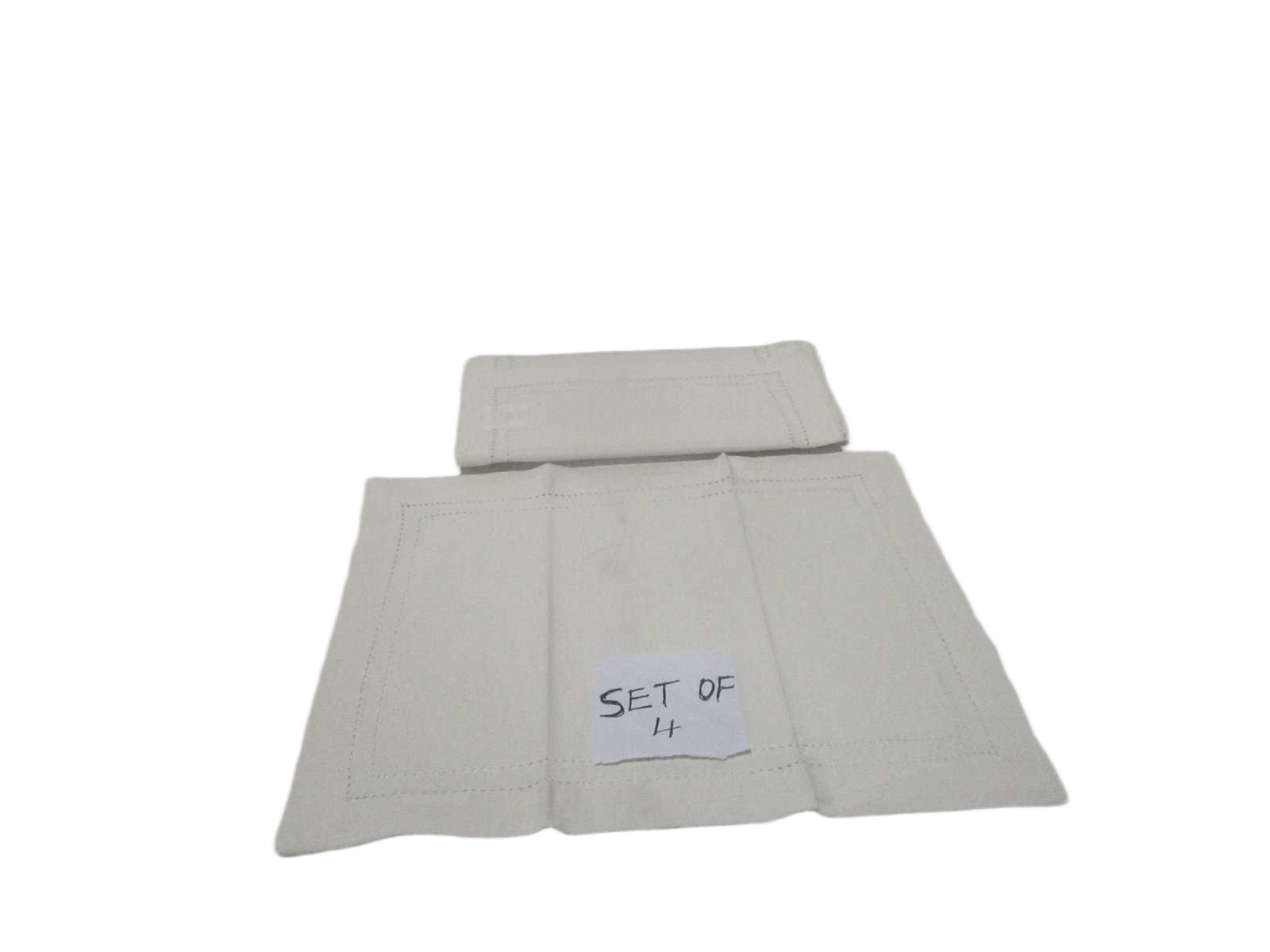 Set Of 4 Place Matt 100% Cotton With Bordure A Jour Lino Steach 160 Gsm 48x33 Crea