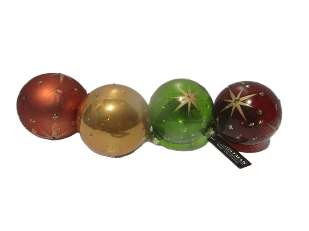 Ball Xmas Glass 8cm Star 4ass