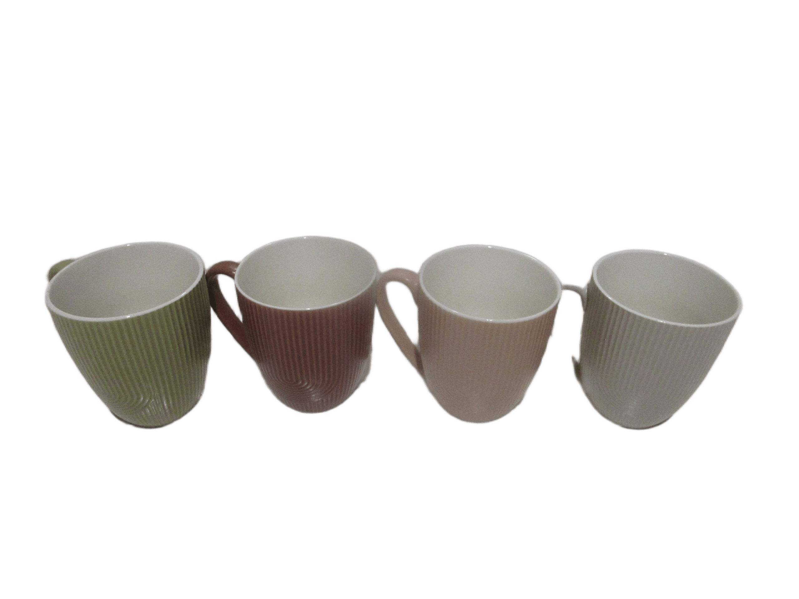 Mug - New Bone China - 4 Design Ass 395 Ml Green Beige Brown Moka