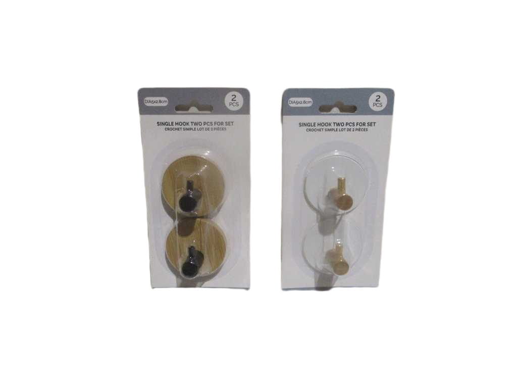 Hook Single Two Pcs For Set White Metal+bamboo Black Metal+bamboo Metal And Bamboo, Pe Stick 5.2x5.2x2.8